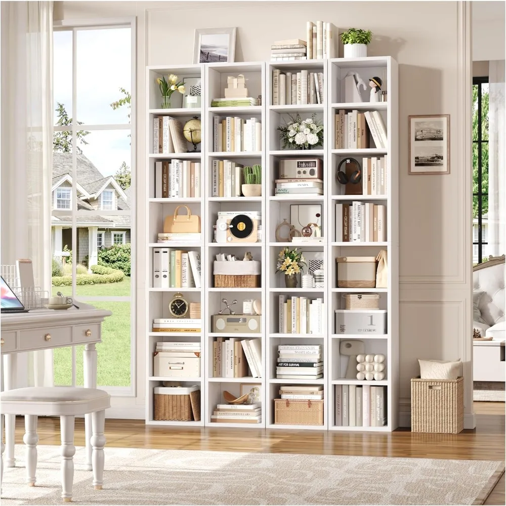 8-уровневая башня для хранения медиа, регулируемая стойка для DVD-CD, тонкий книжный шкаф для дисплея домашнего офиса, белый