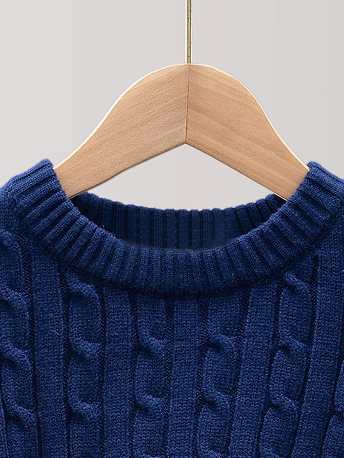 Kinderpullover mit Zopfmuster, Rundhalsausschnitt, lange Ärmel, warmer Strickpullover für Jungen und Mädchen, lässiger, weicher Pullover für Herbst und Winter – Detail 2