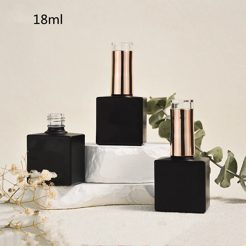 10/20/30pcs 18ml Empty Nail gel Container Nail Polish Bottles Matte Black Glass Nail Oil Bottles Nail Art Oil Packing Bottles