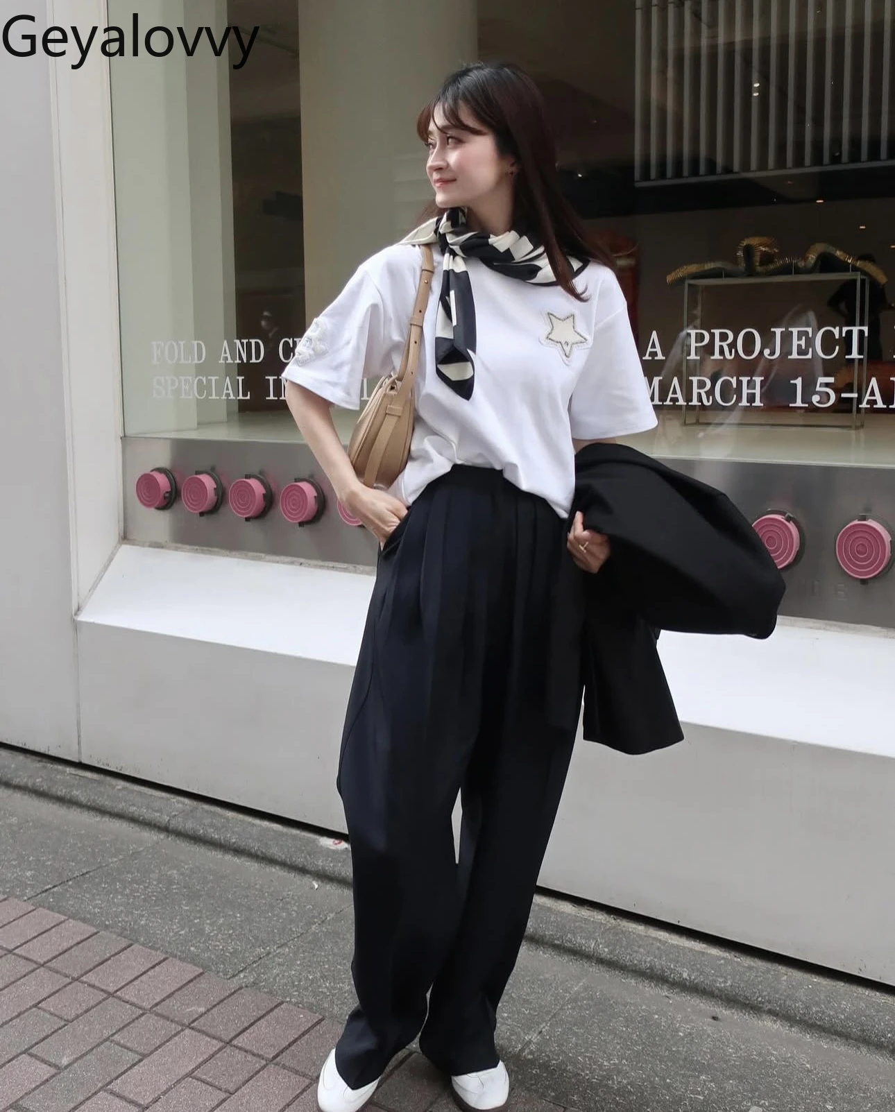 Stella tridimensionale giapponese Basic Versatile Allentato Top a maniche corte Estate New Sweet Girls Girocollo T-shirt bianca