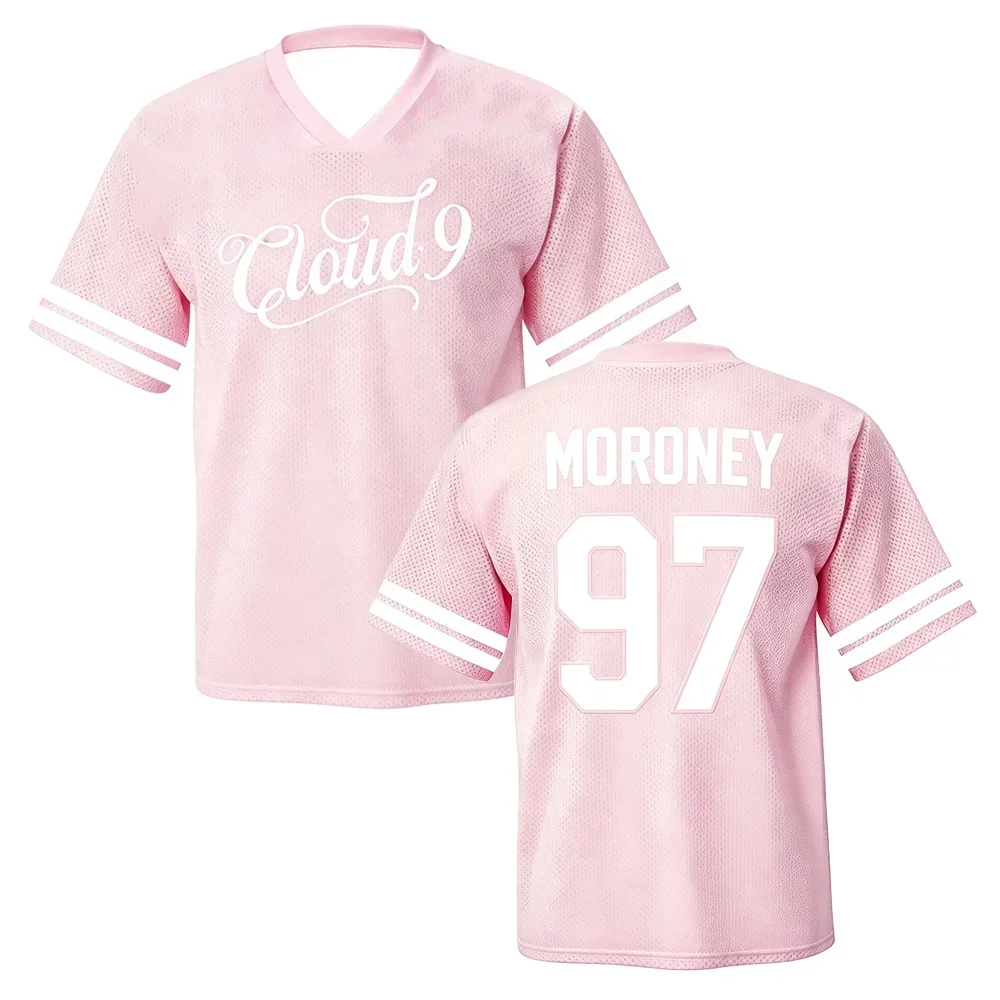 Cloud 9 Tour Jersey Unisex Megan Moroney 3D Print Mesh Shirt Vintage Hip‑Hop V‑Neck Short Sleeve Oversized Tees Sport Streetwear