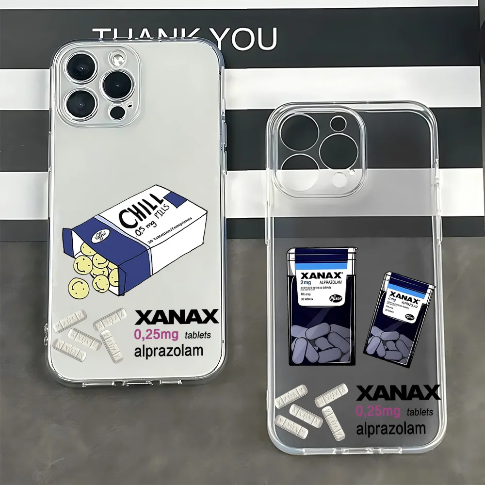 Xanax chill pill do caso de telefone para samsung galaxy s25 s24 s23 s22 s21 s20 fe note20 note10 edge plus ultra lite 5g claro