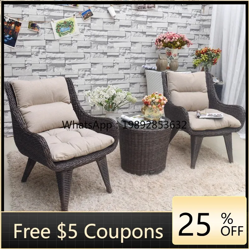 HYS Outdoor Leisure Rattan Rattan Art Table and Chair Balcony Courtyard Garden Villa Terrace Outdoor Waterproof Sunscreen Rattan