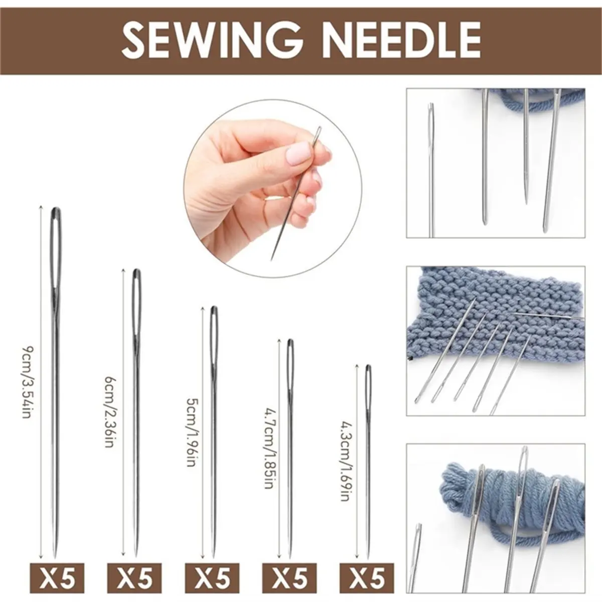 36 Pcs Sewing Tool Set Big Eye Steel Needle Set Handmade Quilting & Sewing Needles Kit for DIY Sewing