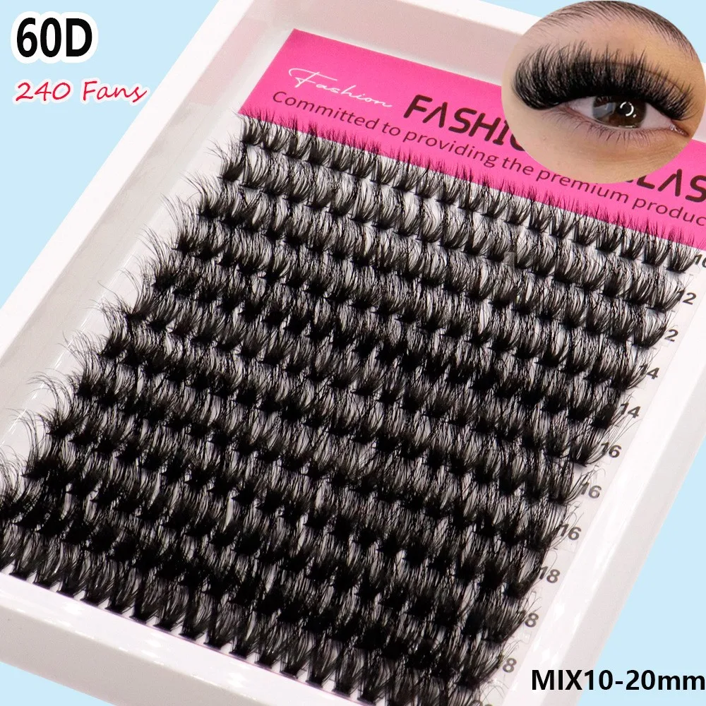 240 ventiladores 192 ventiladores 168 ventiladores 216 ventiladores mezcla 10-20 mm 60D-20D efecto multicapa Combopack grande extensiones de pestañas prefabricadas