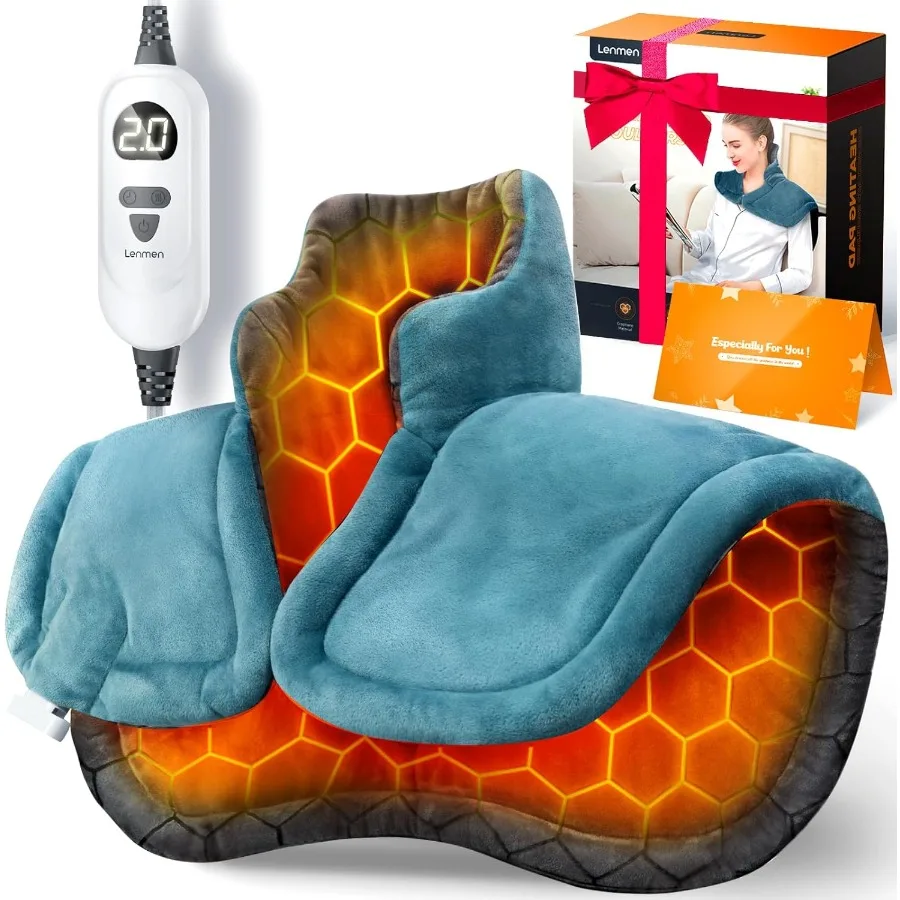 

Graphene-Infused Heating Pad 3X Deeper Pain Relief Weighted Instant Heating Pads for Neck and Shoulders Heated Wrap w 6 Heat Op
