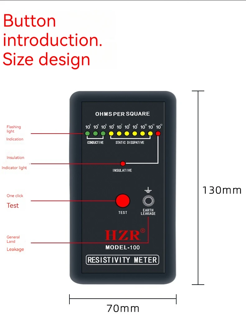 Imagem -04 - Testador de Eletricidade Estática Eletrostática Resistência de Superfície Medidor de Resistividade Esd