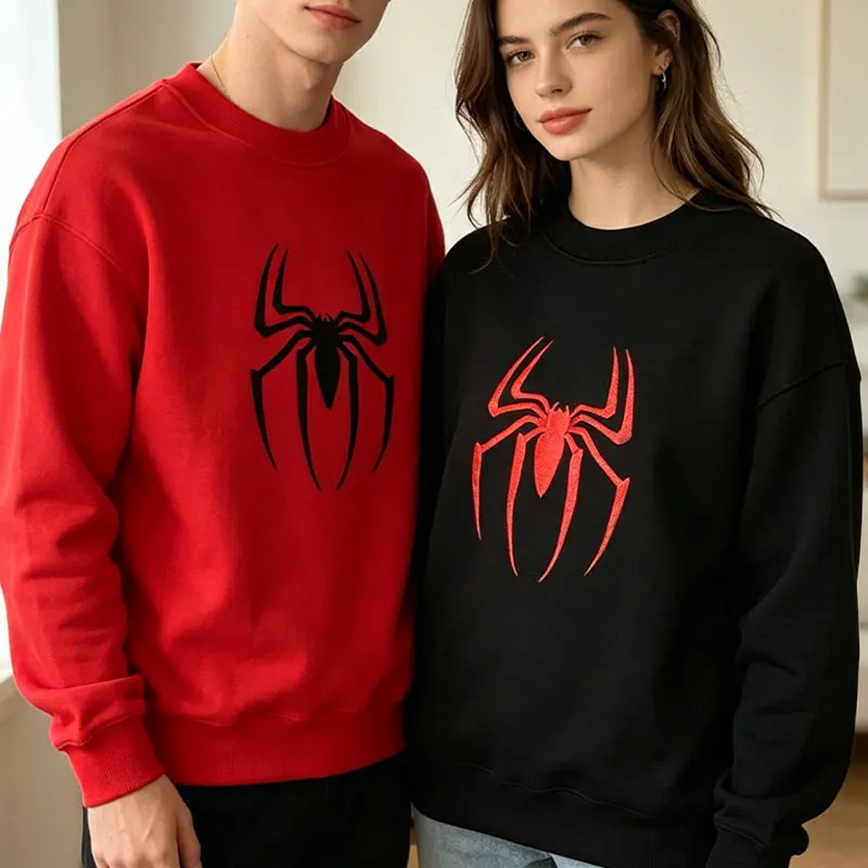 Funny Couples Sweatshirt Spider Hoodie Gift for Him Gifts for Her Birthday Unisex Movie Harajuku Pullover Hallowmas Party Tops