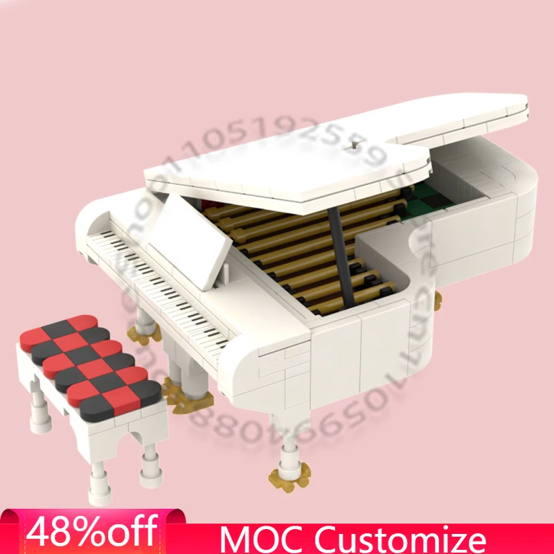 

259 PCS Romantic Grand piano white MOC Customize Modular Building Block Creative Design Popular Brick DIY Boy Toy Birthday Gift