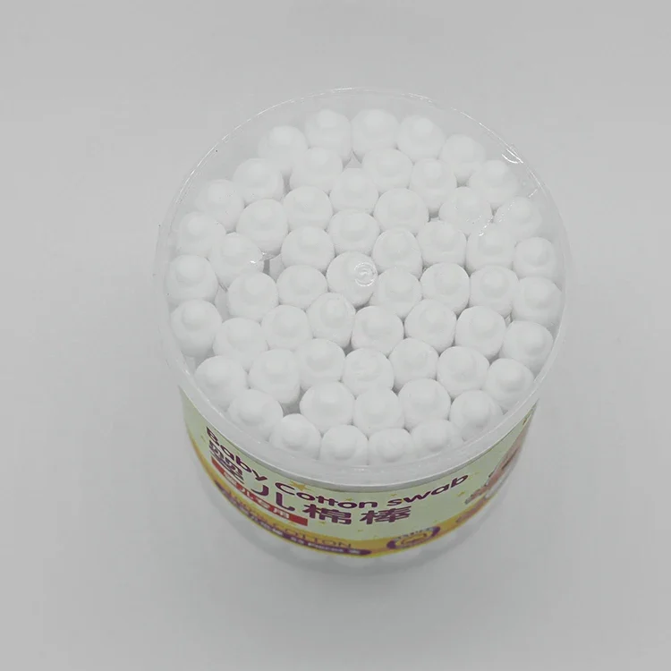 Factory price baby big head giant cotton swab jumbo cotton swab in round plastic box