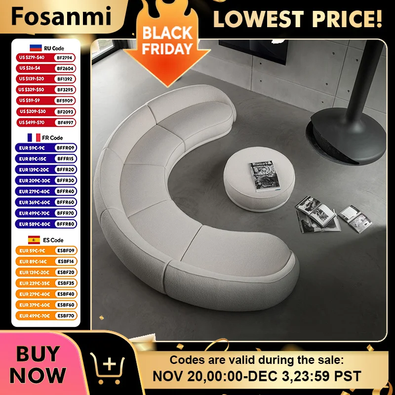 

Luxury Nordic Lambswool Sofa Modern Curved Corner Living Room Sofas Stylish Comfort White Large Couch for Home Hotel Furniture