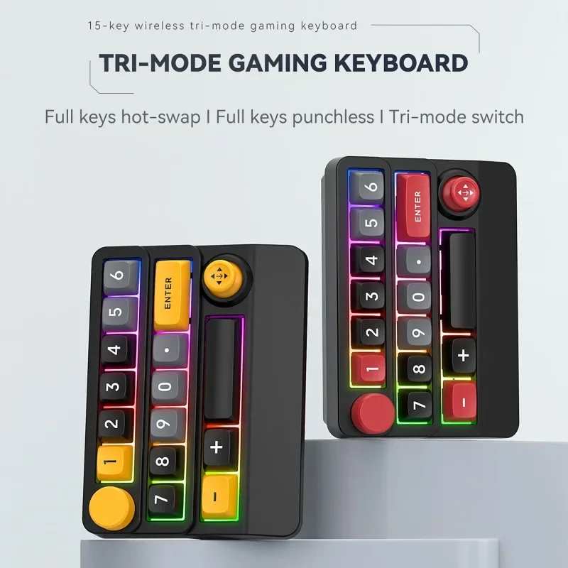 Programmable Mechanical Keyboard 2.4G+BT+Wired Three-Mode Connection Macro Definition Joystick RGB Wireless Gaming Keyboard