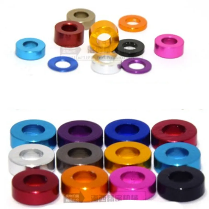 10pcs/lot m3 aluminum flat washer M3*6*0.5/1/1.5/2/2.5/3/4/5/6/8/10mm colourful Anodized aluminum Washers Gasket