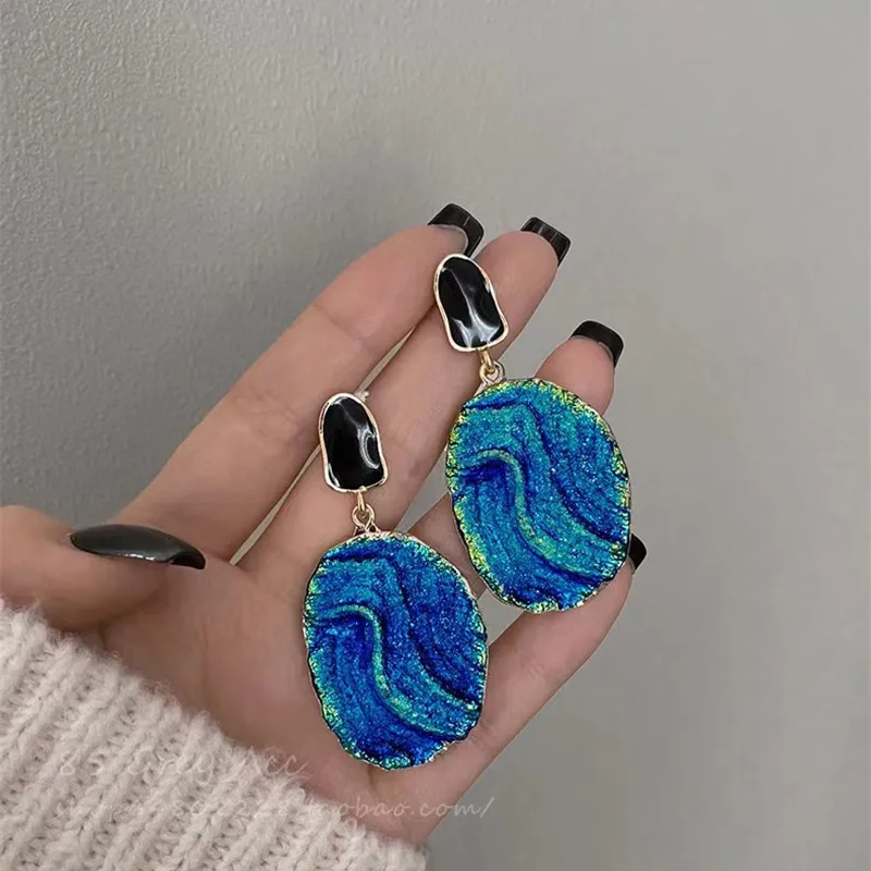 Exquisite Geometric Blue Leng Yan Style Earrings For Women Accessories Jewelry Fashion Rhinestones Women Earrings Gift