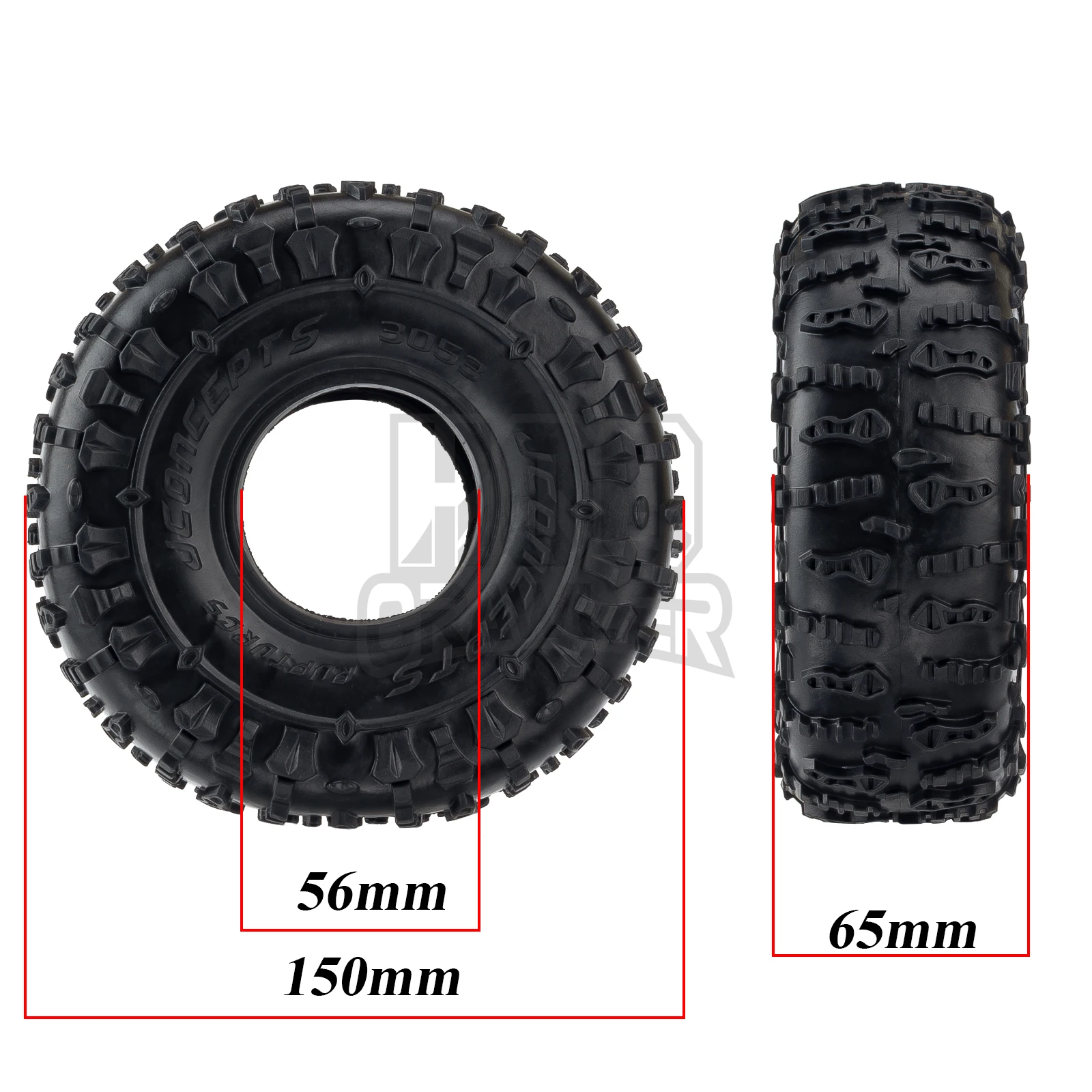 2.2Inch Rubber Tyre 150*65MM RC Car 2.2 Wheel Tires for 1/10 RC Crawler Wraith RR10 RBX10 Capra SCX10 TRX4