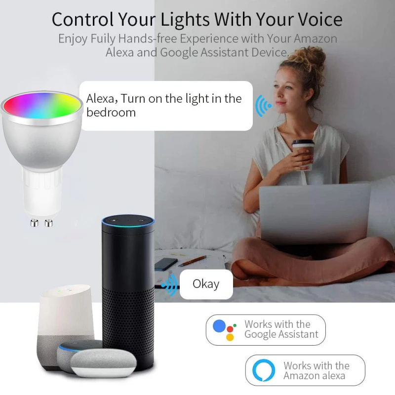 1/3/10Pcs Zigbee Smart Home LED Bulb Spot Night Light Lamp 5W GU10 RGBCW Tuya Smartthings Works Alexa Google Home Hue-Compatible