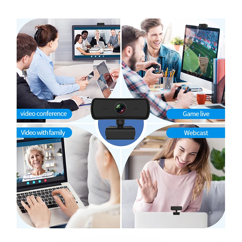 

2K 1080P HD Mini Webcam USB Computer Camera Plug Play Auto Focus Built-in Microphone For Live Video Call Conference