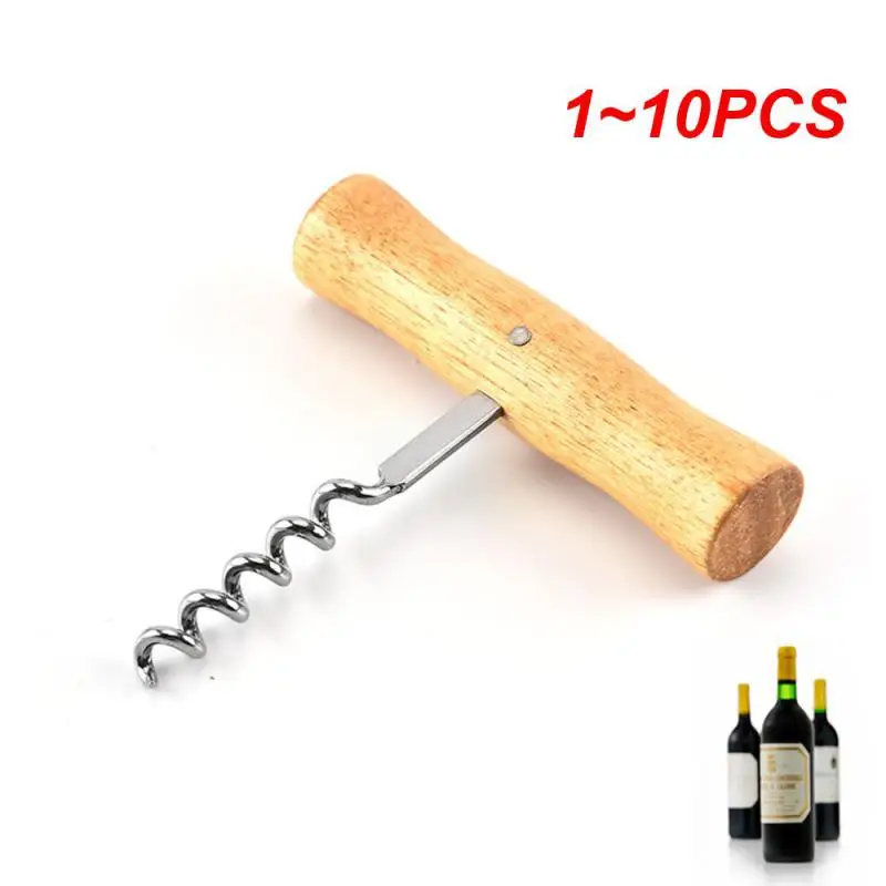 1~10PCS Wine Opener  With Wooden Handle Stainless Steel Corkscrew Wine Bottle Opener Easy Novelty Fun Cute Wine Wing Wood