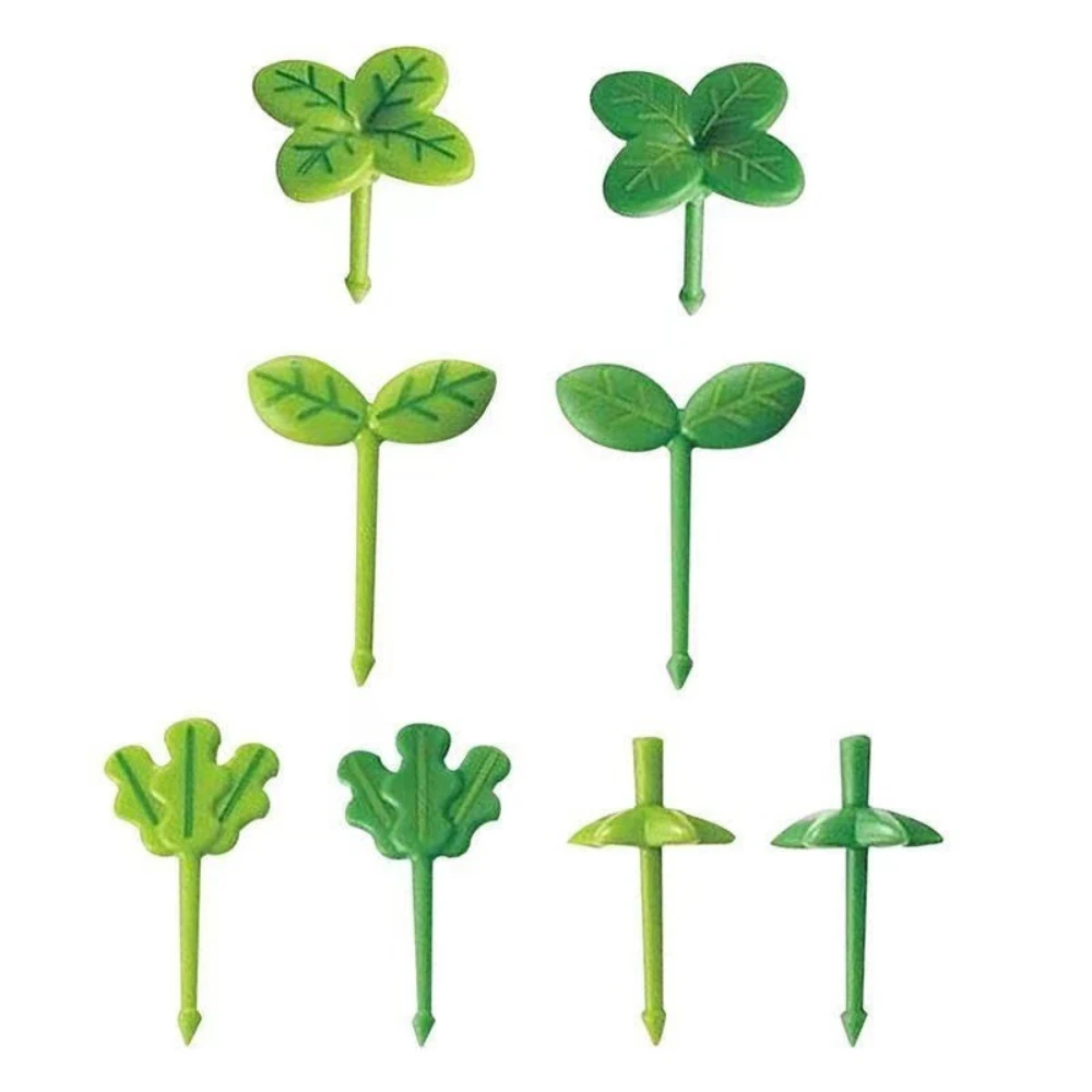 Caja Bento de 8 Uds., Mini selecciones de comida reutilizables para niños, tenedor de fruta, decoración de palillos de dientes, decoración de tenedor de fruta, Mini palillos con patrón de plantas