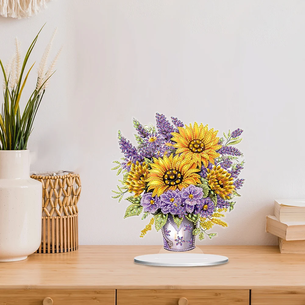 

Flower Bouquet Table Top Diamond Painting Ornament Kits Colorful 5D DIY Diamond Art Tabletop Decorations for Adults Beginner