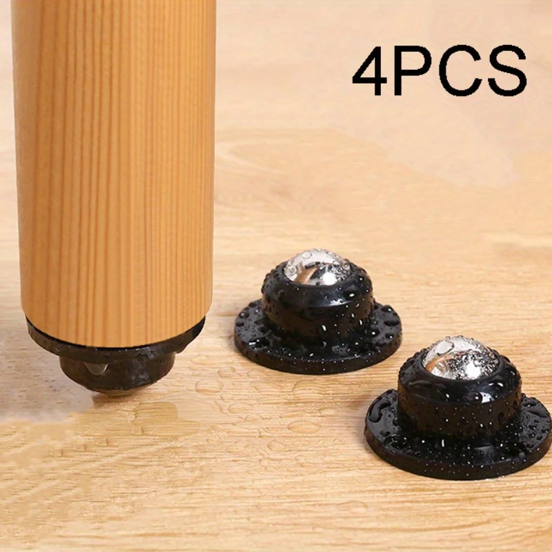 4pcs Self-adhesive Casters Upgraded Casters Super Load-bearing Ball Stainless Steel Universal Pulley 360 Degree Rotating Pulley