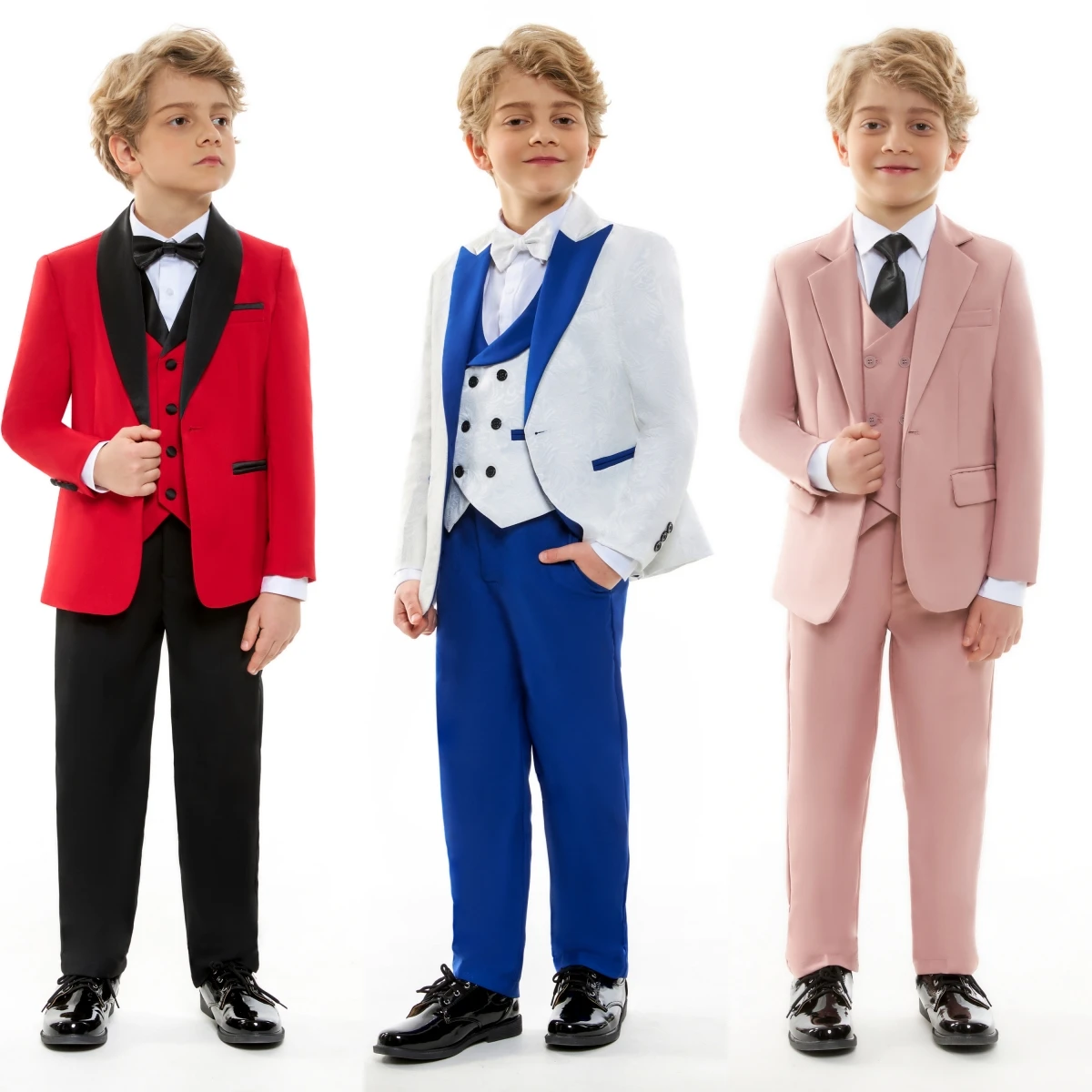 _ 2024 новейший костюм для мальчика, костюм из трех предметов для детей, однотонный классический детский умный смокинг, много цветов