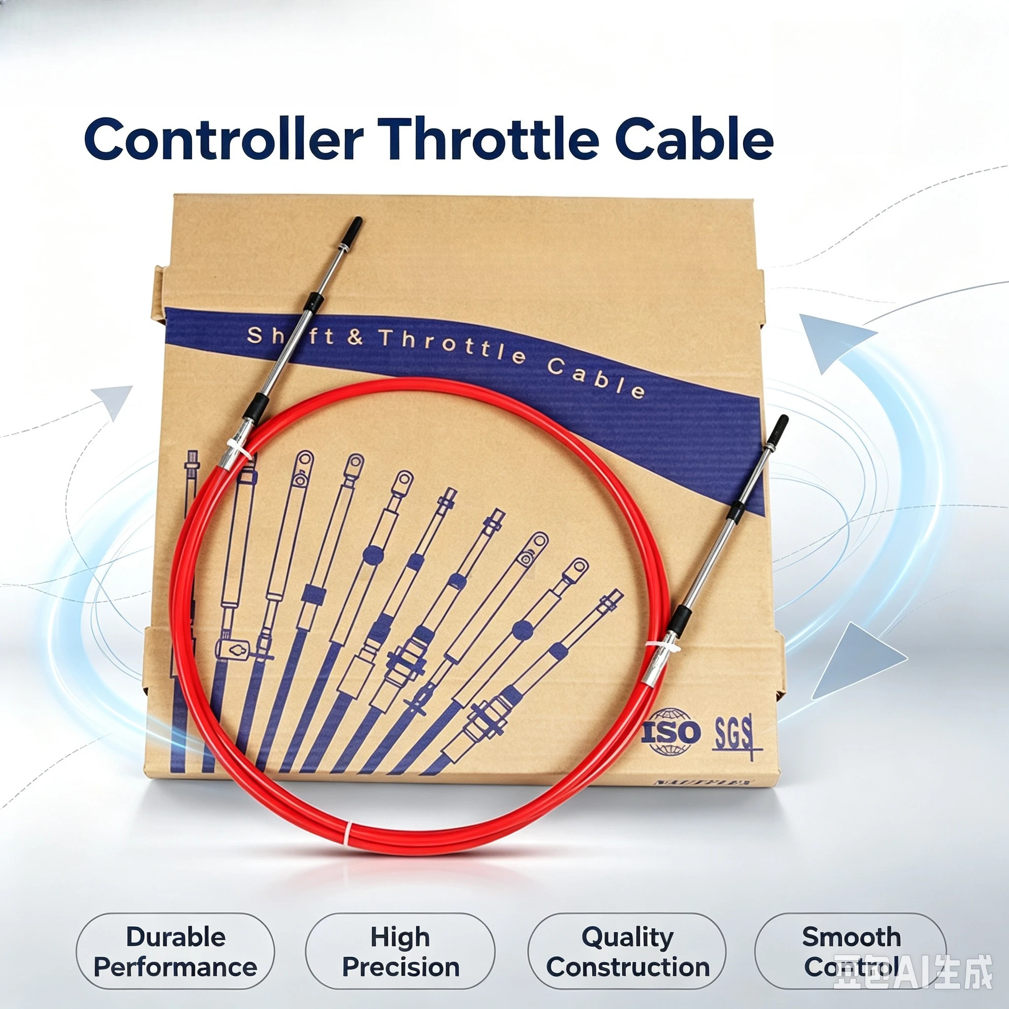 703 704 YK9 Marine Throttle Cable, 33C Shift Cable 8Ft for Boat Control Box