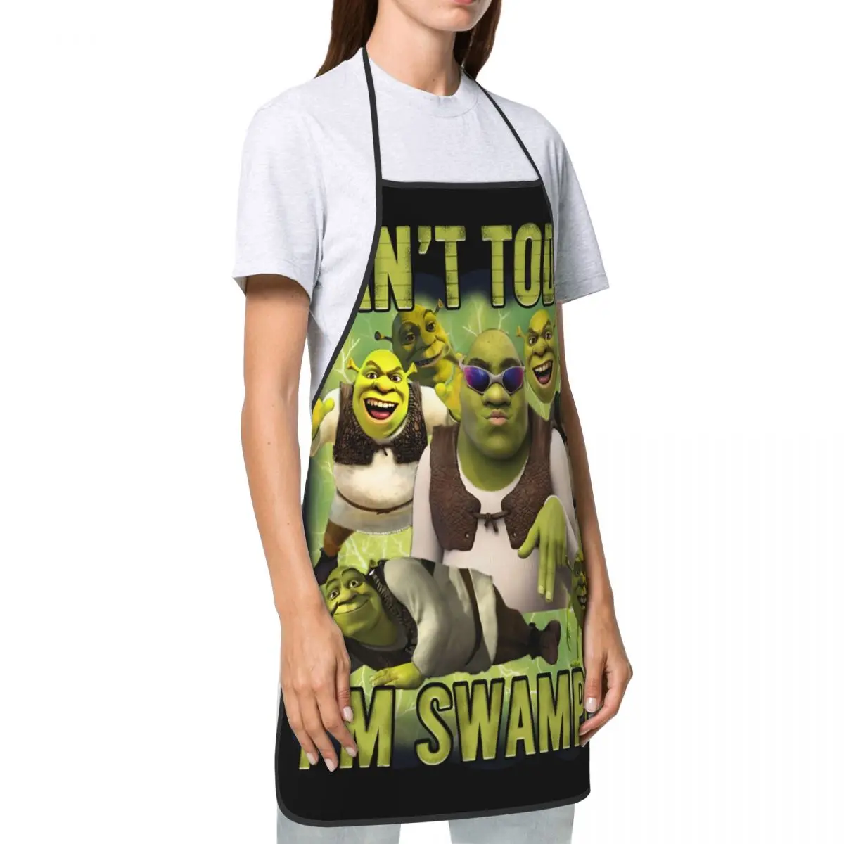 Custom Bib Can\'t Today I\'m Swamped Shrek Aprons Men Women Adult Chef Kitchen Cooking Funny Shrek Meme Tablier Cuisine Painting