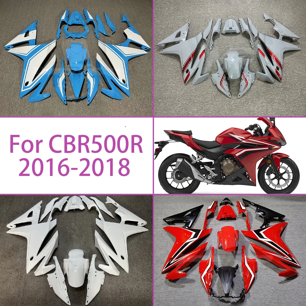 

Fit for 2016-2018 Honda CBR500R ABS Plastic Motorcycle Fairing Kit 16 17 18 CBR 500R Motorcycle Body Panels Fairings