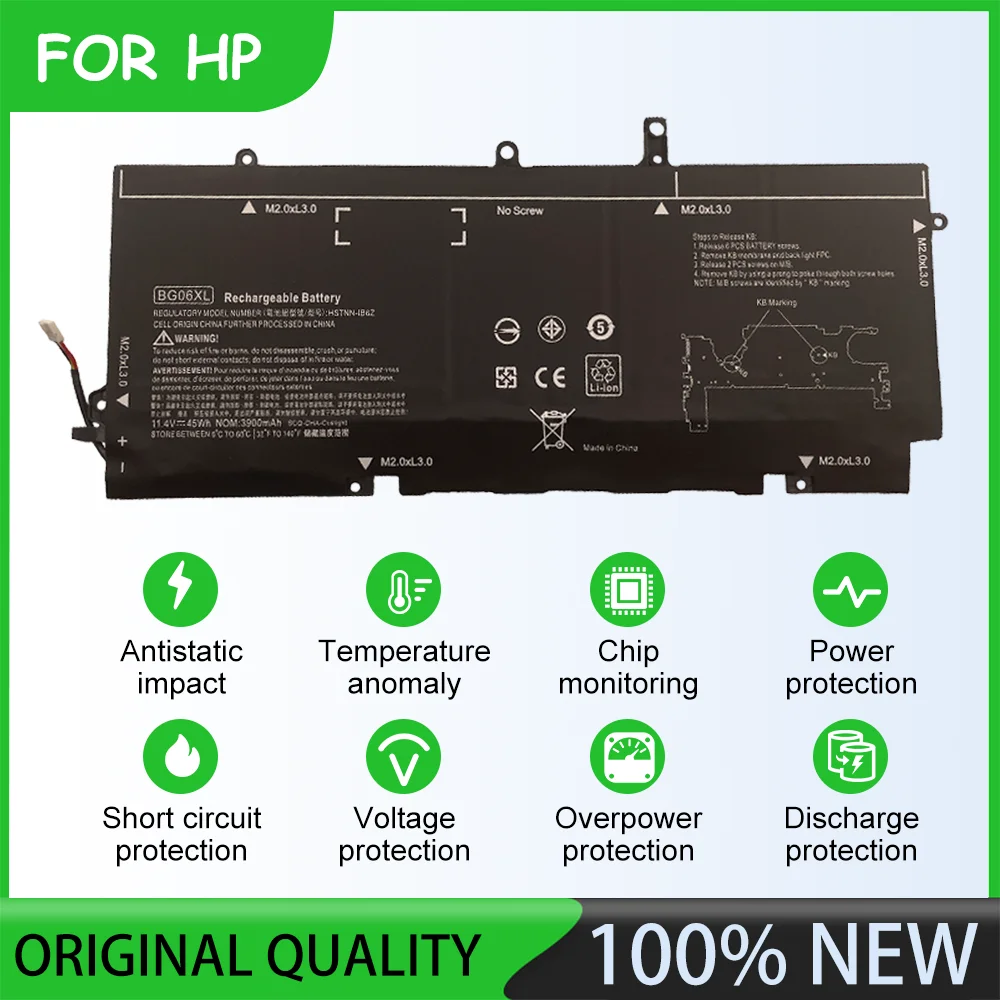 11.4V  45Wh BG06XL Battery code: HSTNN-IB6Z HSTNN-Q99C BG06XL Laptop Battery For HP EliteBook Folio 1040 G3