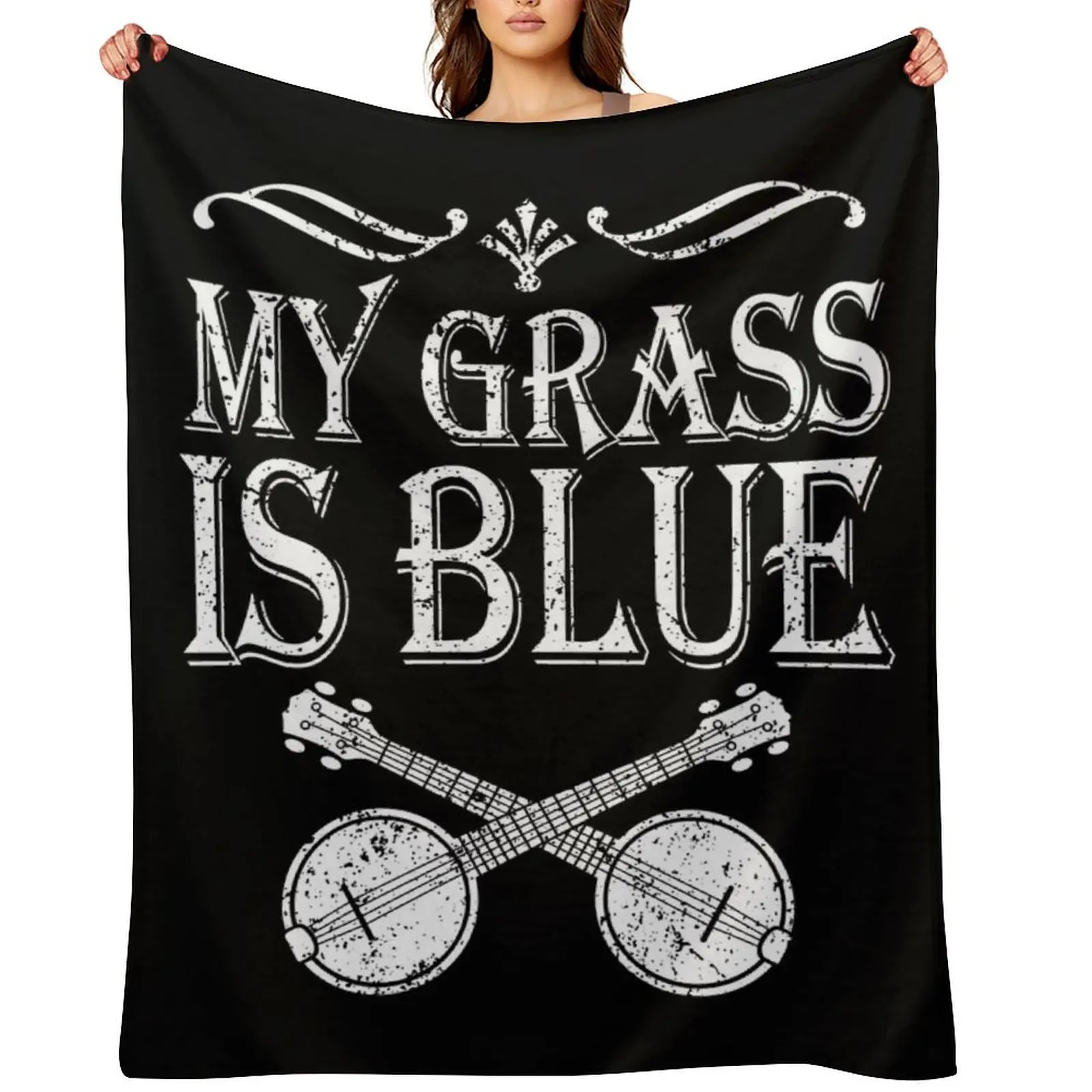 

My Grass Is Blue Tee Shirt Country Bluegrass Shirt Banjo Throw Blanket Custom Blankets For Sofas Comforter Soft Beds Blankets