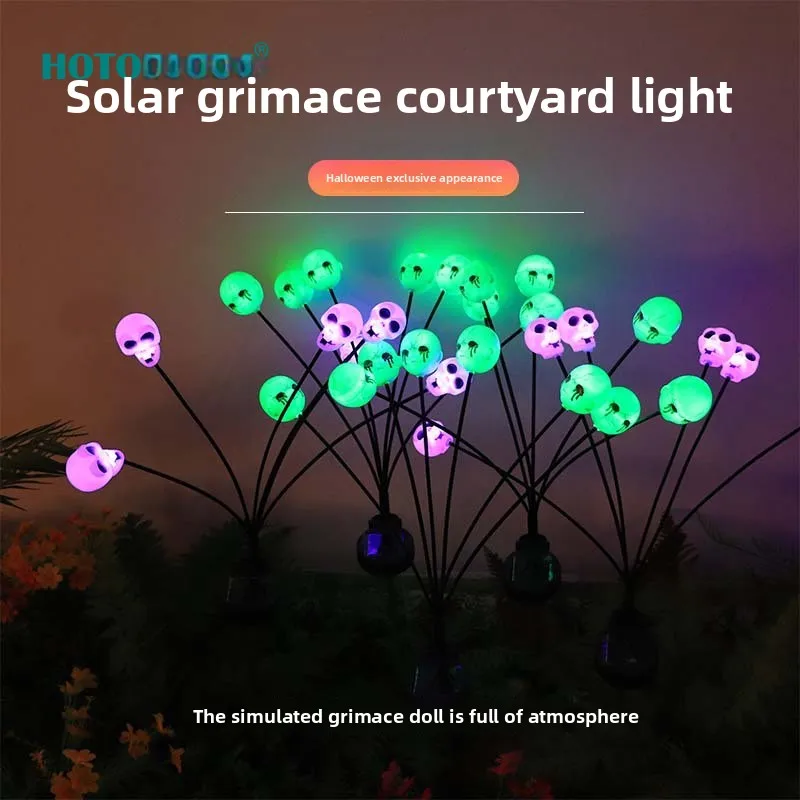 

2pack Halloween Outdoor Solar Lights LED Halloween Grimace Skull Christmas Garden Decoration Night Horror Ambience