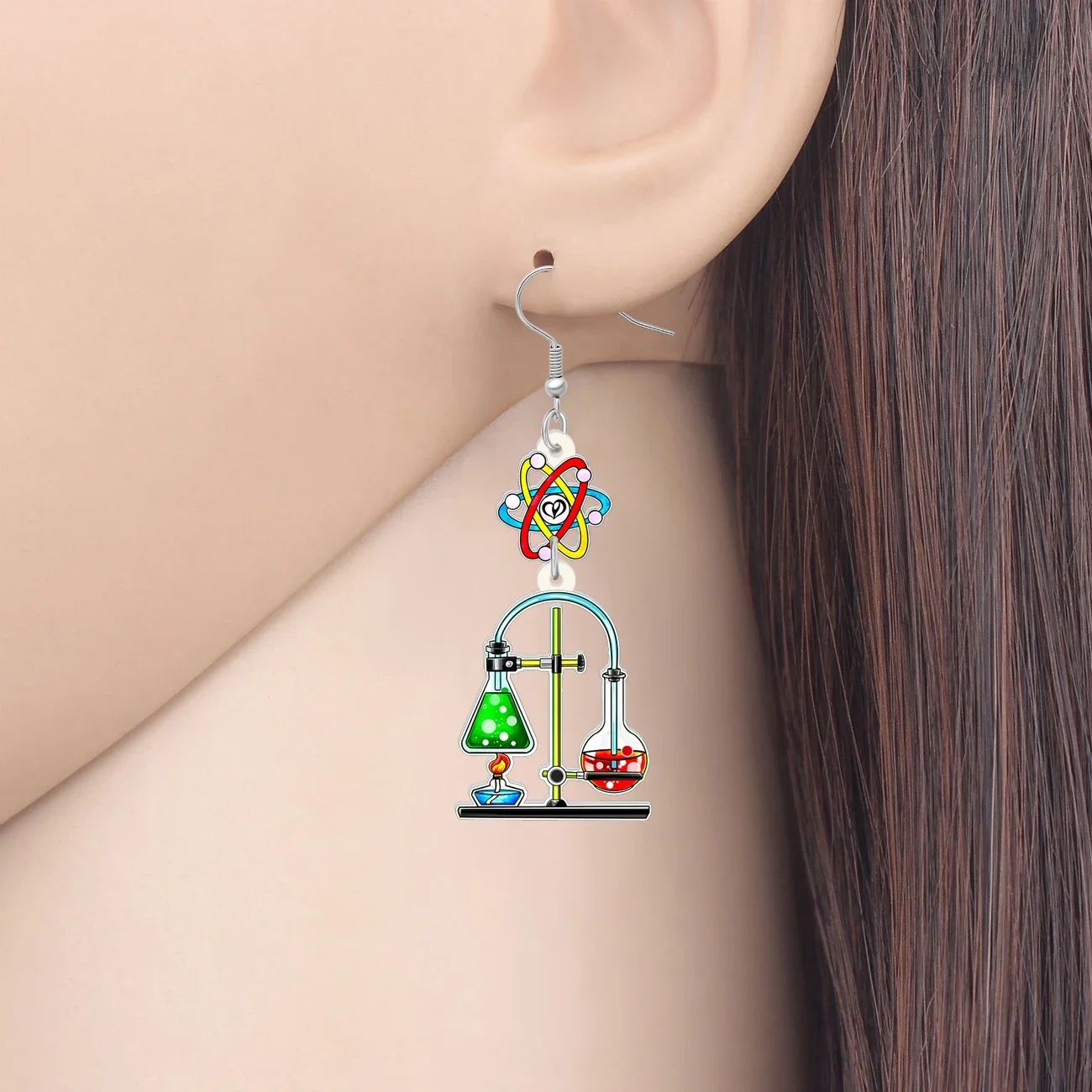 BONSNY Acrylic Novelty Chemical Experiment Sets Drop Dangle Earrings Back to School Gifts For Women Girls Kids Charms Jewelry