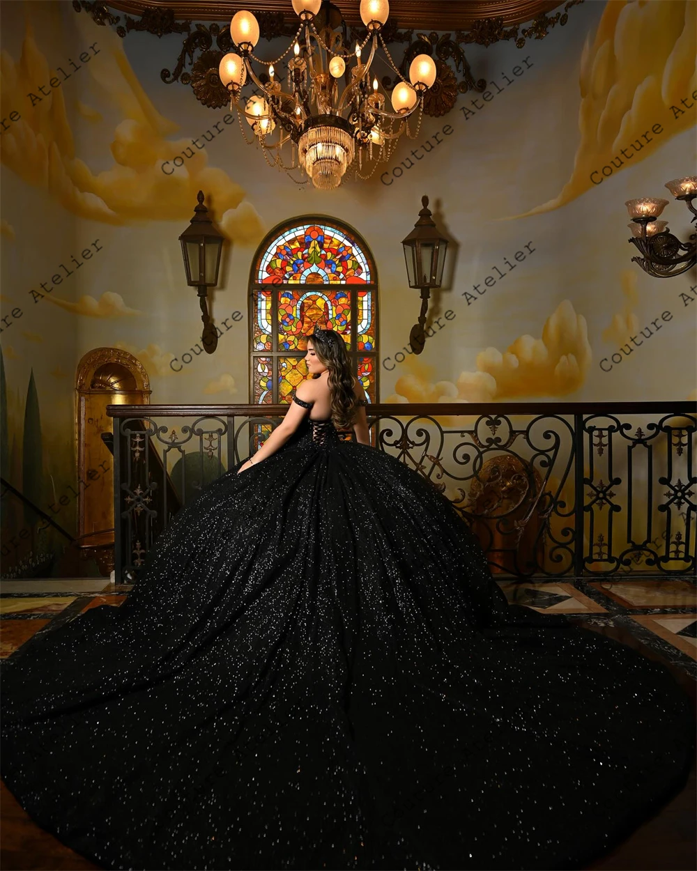 Glittering Black Off Shoulder Beaded Quinceanera Dresses for Sweet 15 Year Mexican Corset Puffy Ball Gown Princess Customized