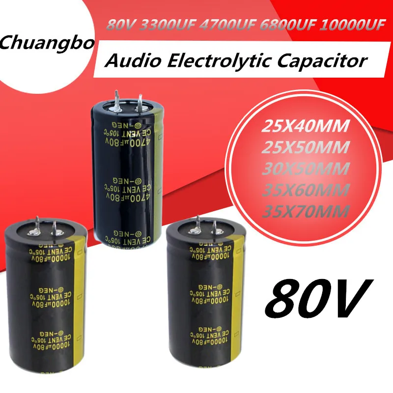 1-10 sztuk 80V 3300UF 4700UF 6800UF 10000UF kondensator elektrolityczny audio do wzmacniacza audio Hifi głośnik o wysokiej częstotliwości o niskim ESR