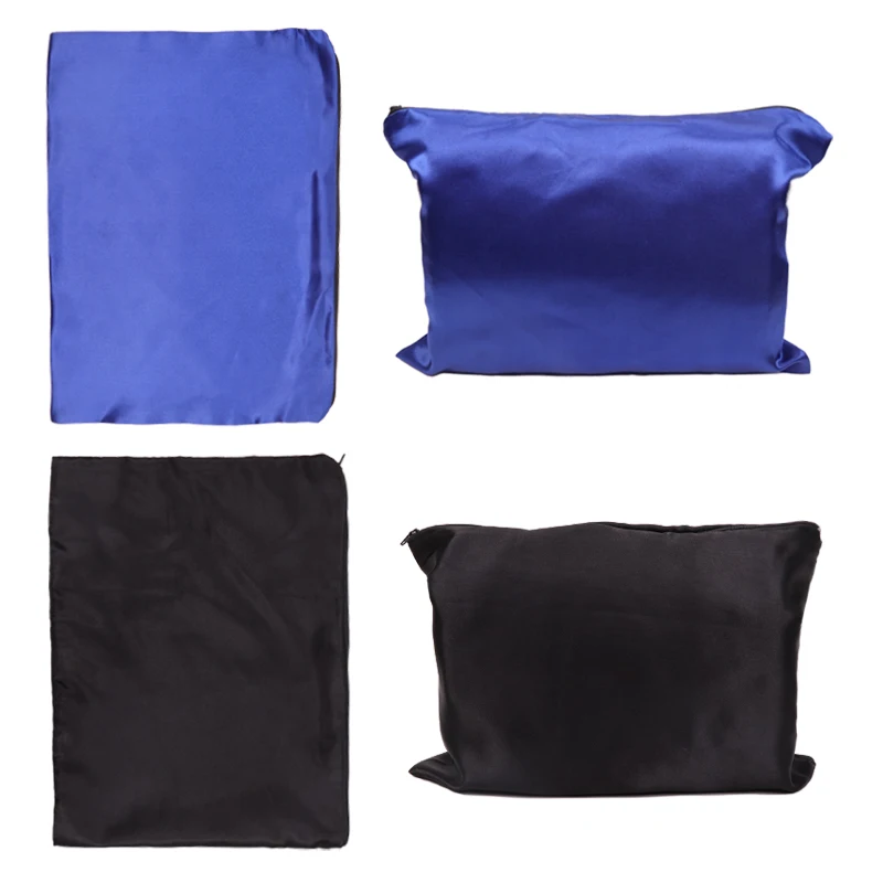 Sacs de rangement pour perruques en satin avec logo personnalisé, fermeture éclair, extensions de cheveux, plusieurs faisceaux, emballage, 100 pièces