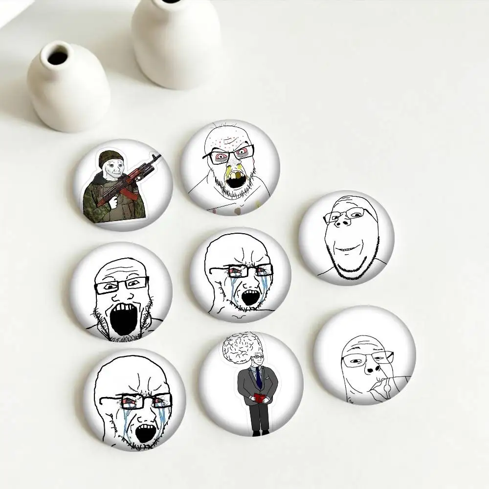 

W-Wojak Meme 25 32 44 58 75mm Badges Personalized Round Brooches Pins Accessory Gift