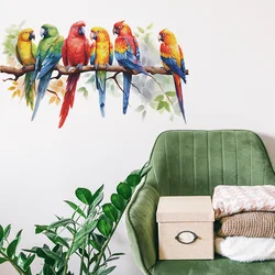 Cartoon Painted Branch Bird Parrot Bedroom Living Room Porch Home Decoration Beautification Wall Stickers Decor Decals  M922