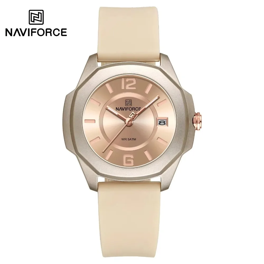 NAVIFORCE 7107 Quartz Women's Watch Waterproof Silicone Strap Watches for Women Relojes Para Damas Relogio Feminino ساعات نسائية