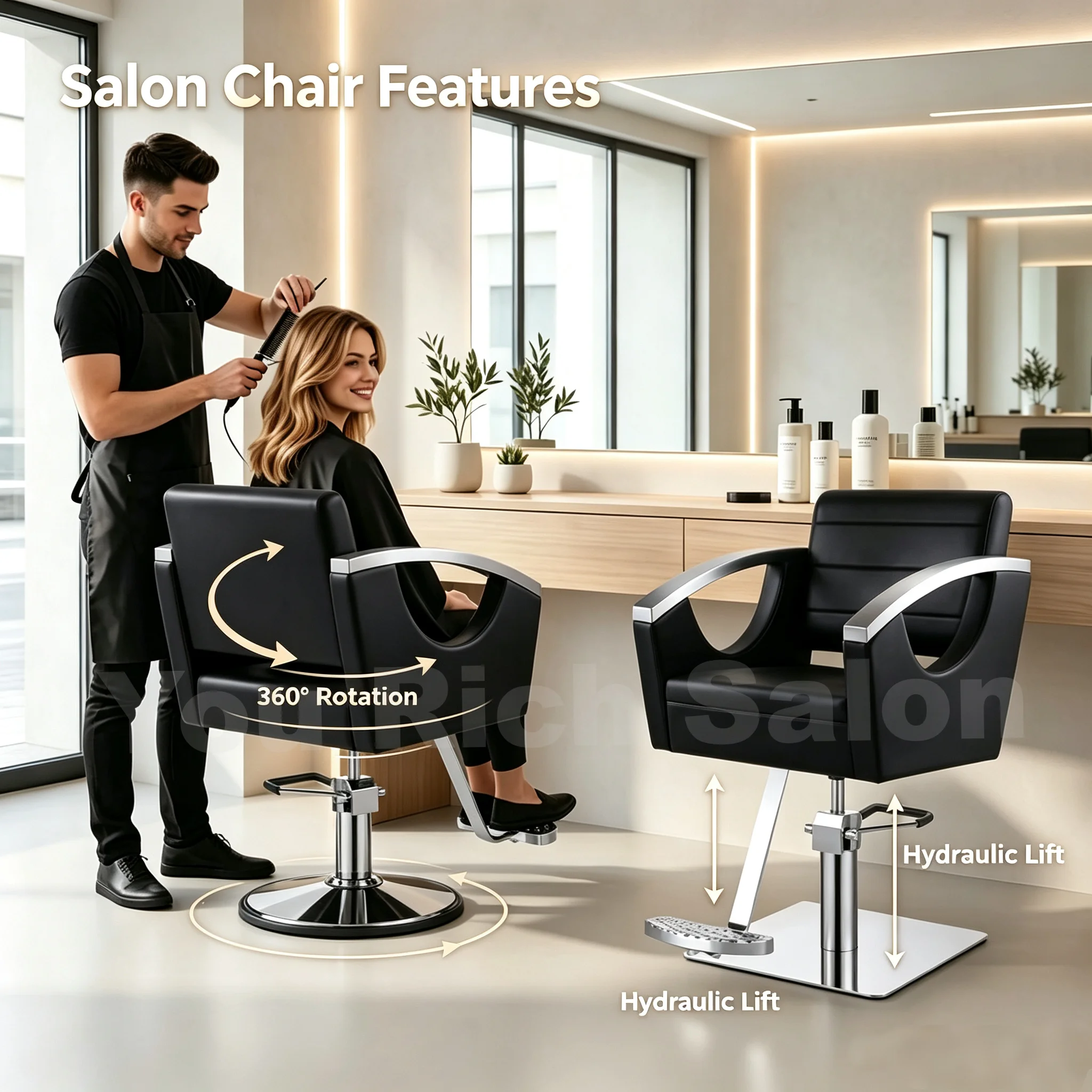 Export Standard Barber Chair Wholesale Custom Logo Professional Hydraulic Salon Furniture Hair Styling Equipment