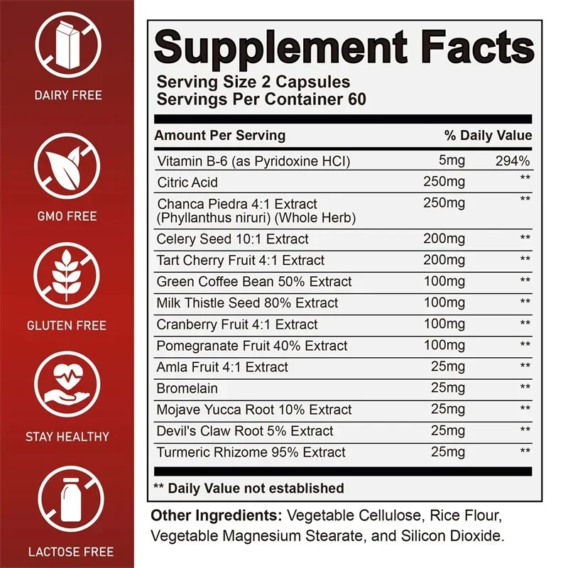 Uric Acid Support - Uric Acid Cleansing and Kidney Support, Promoting Joint, Bone & Heart Health