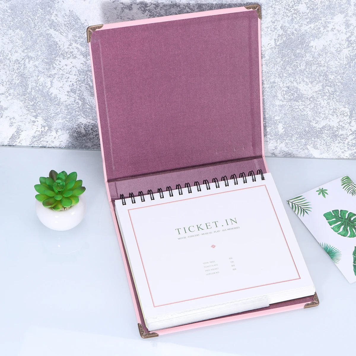 1Pcs Exquisite Details Ticket Collection Book Receipt Organizer Protect Photos from Damage and Loss Pink Ticket Collection Book