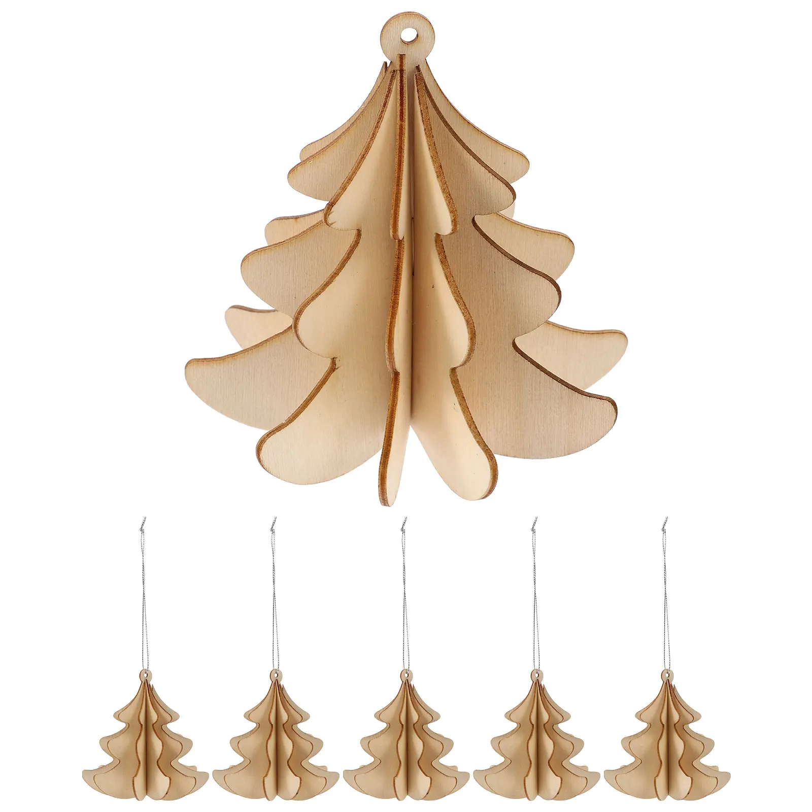 

6pcs Xmas nament Wooden Hanging Decor Cute Blank DIY Xmas Pendant Craft Paintable Christmas Holiday Accessories