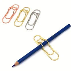 3pcs/Set Multi-functional Metal Paper Clips with Pen Holder Binder Clips School Office Learning Supplies Stationery