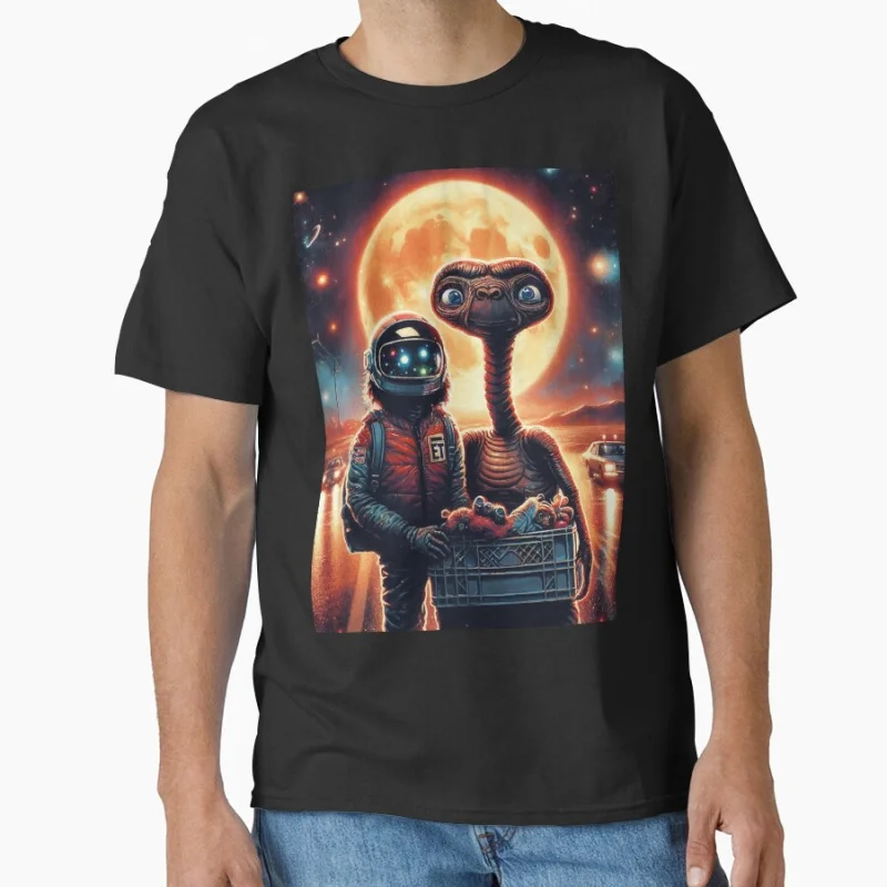 

ufo Alien 1028 E.T. The Extra Terrestrial Movie Vintage Sic-Fi gift t shirt Cartoon Alien Graphic clothes All size Tops