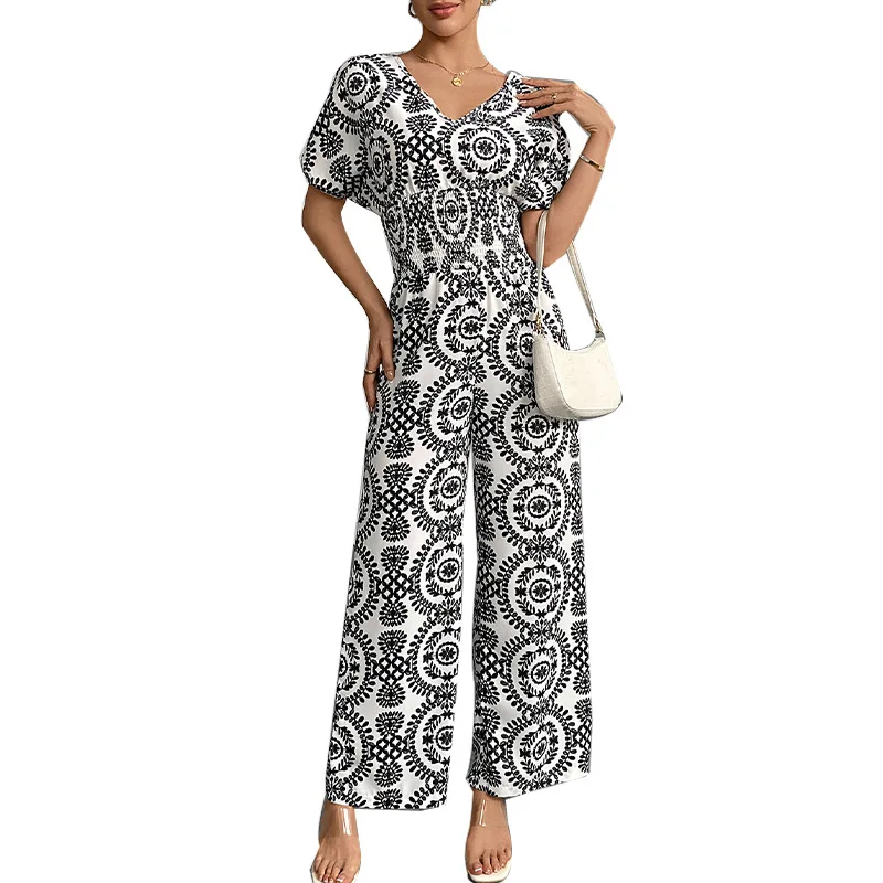 Bohemian Jumpsuit Women's 2025 Summer Vacation Style European and American One-piece Dress