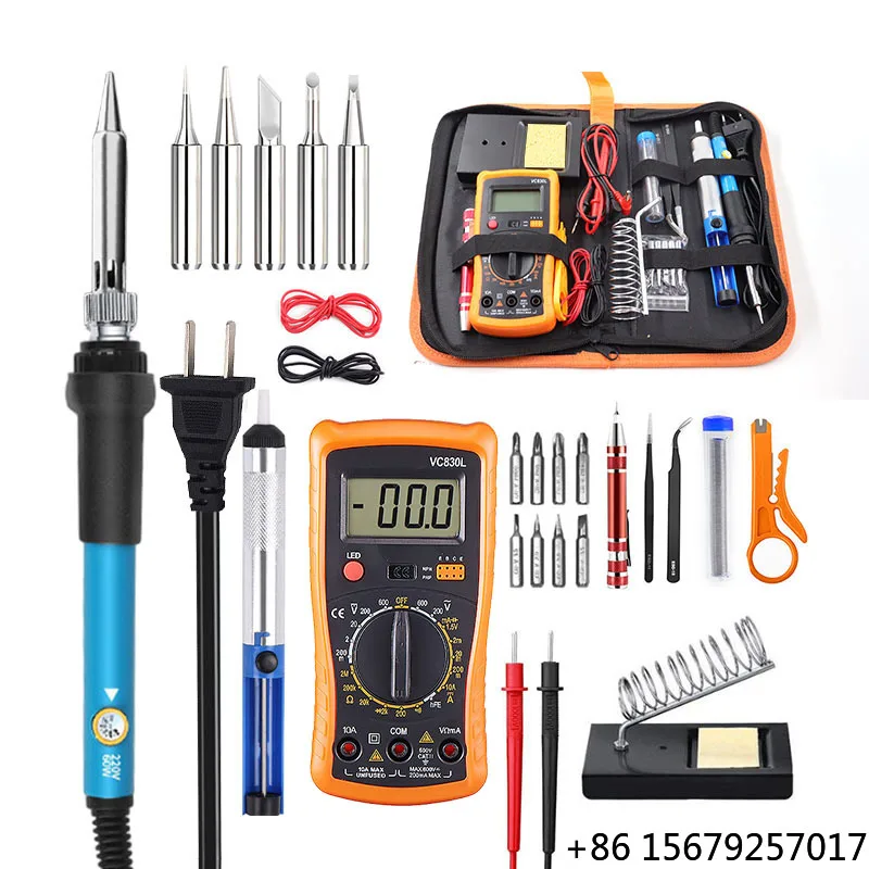 110v/220v Adjustable Temperature Electric Soldering Iron Set Welding Repair Tools 26 Sets of 60w USA/UK/EU Plug PLC
