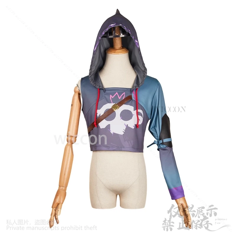 EKKO Spalla Manica Lunga Colletto POLO Felpa con Cappuccio Anime Film Arcane 2 Gioco Cosplay LoL Costume Donna Uomo Per Regali Cos Personalizzato