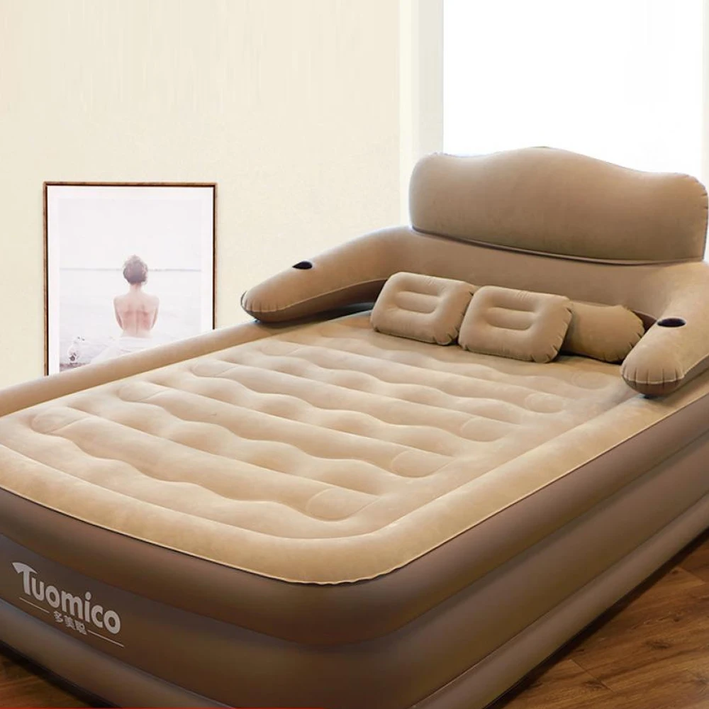 2 Persons Inflatable Mattress Camping Folding Home Indoor Outdoor Air Cushion 48cm High Bed Lazy Laying Soft Skin-friendly image 5