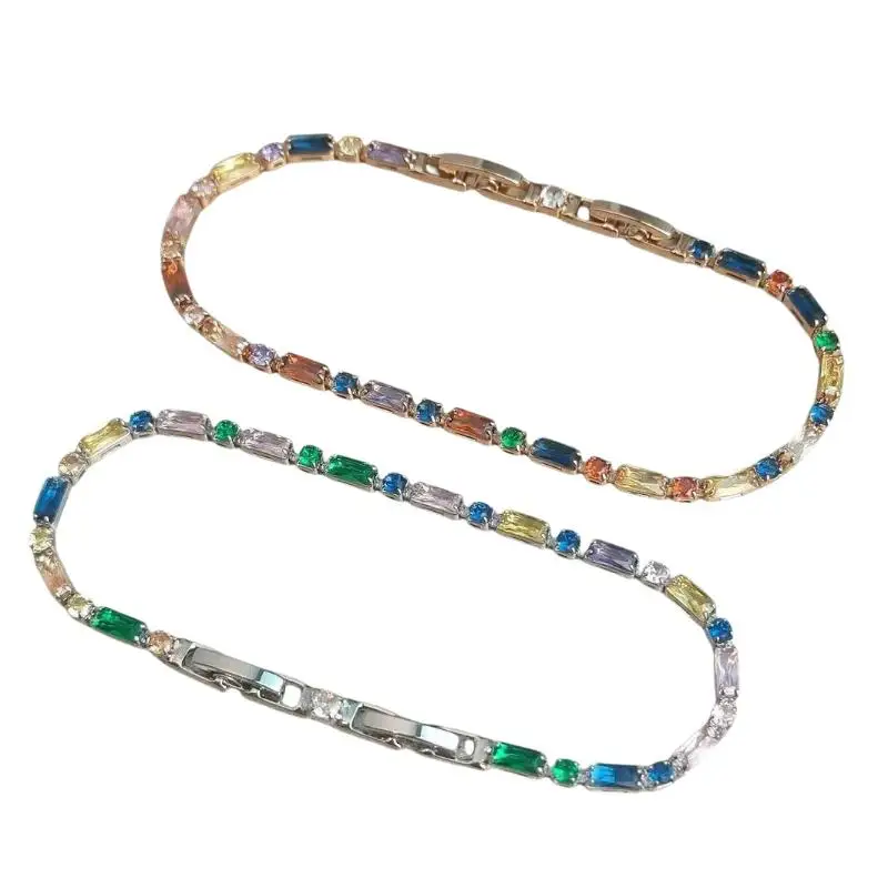 Luxuriöses Funkelndes Kristall-Armband für Damen, Bunte Zirkon-Verzierte Kette, Hochwertiger Schmuck für Verlobungsfeier, Brautgeschenk – Detail 8